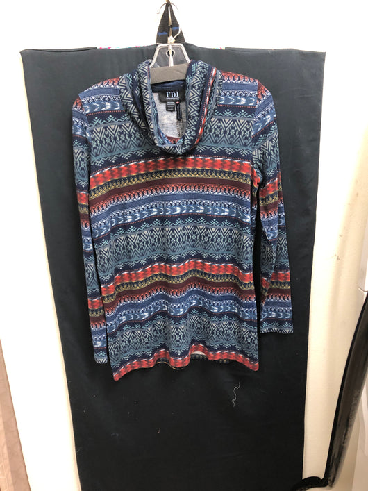 Fdj fair isle blue funnel neck