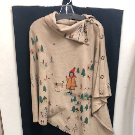 Inoah tan Christmas poncho
