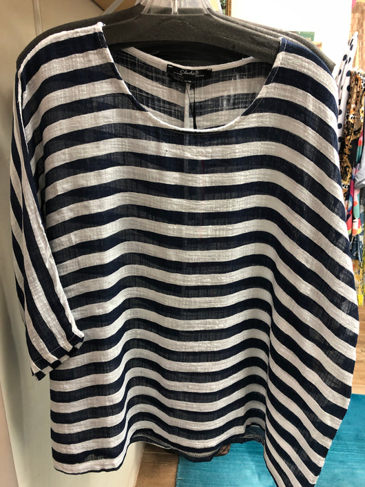 CharlieB navy stripe dolman tunic