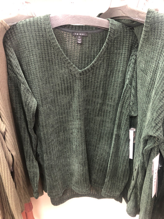 Tribal v-neck fern sweater
