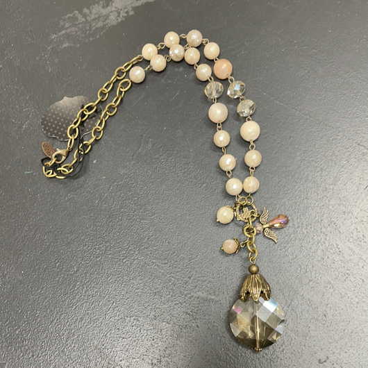 Heavy bronze chain with crystal necklace
