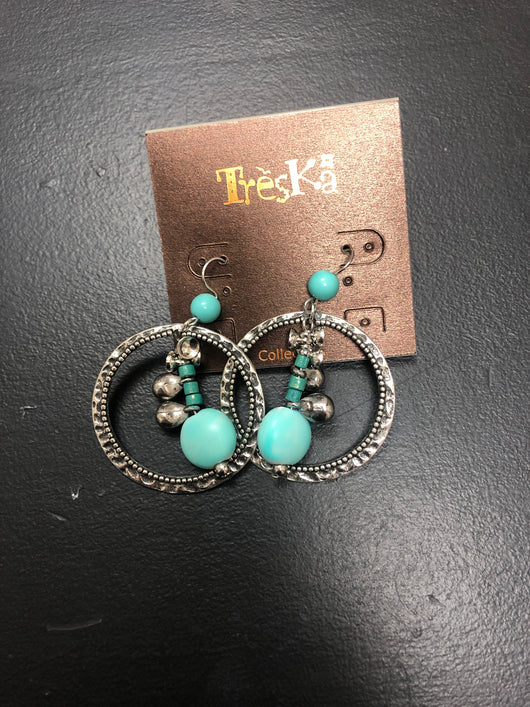 Treska turquoise silver hoop earrings