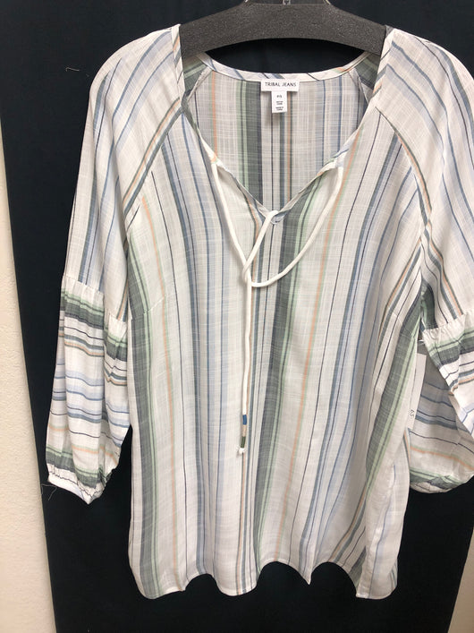 Tribal raglan top tie front